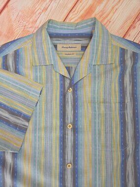 Tommy Bahama Original Fit Silk Blend Button-Up Shirt Medium